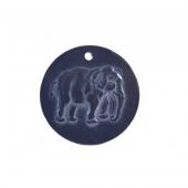 Hematite Engraved Elephant Tag Pendant